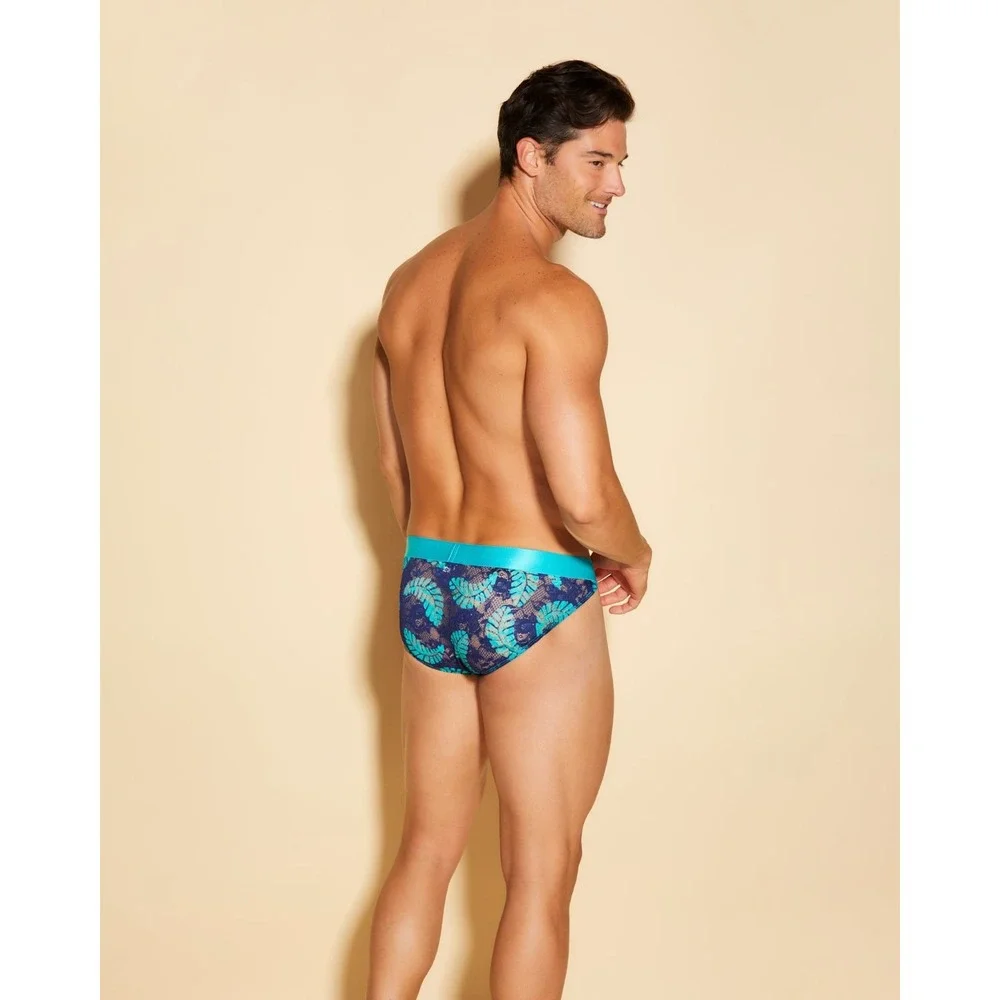 Cosabella Never Say Never Printed Sports Brief LEAF Men's Lace Underwear XL